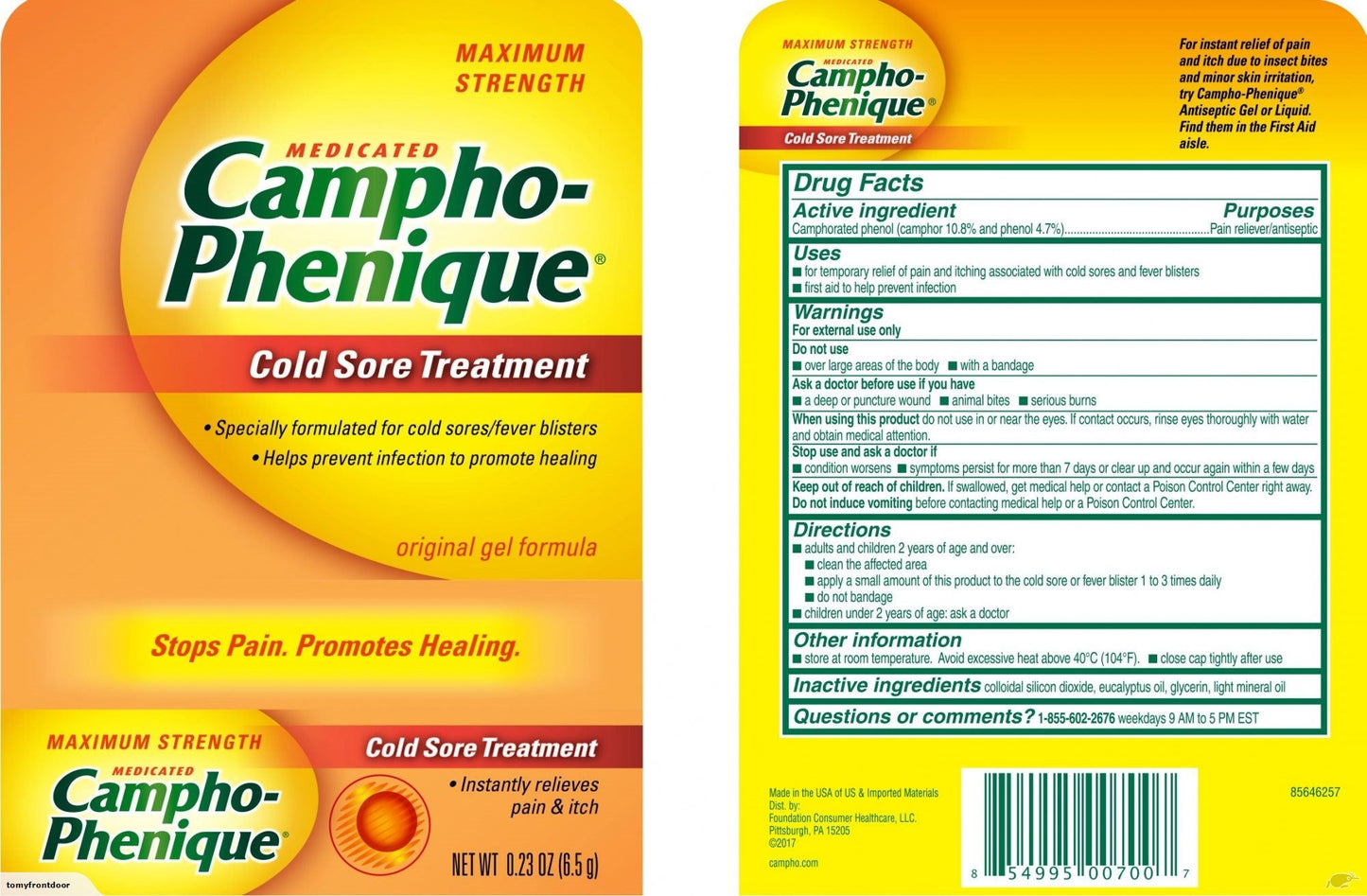Campho-Phenique Maximum Strength Cold Sore Treatment Gel - 0.23 Ounce