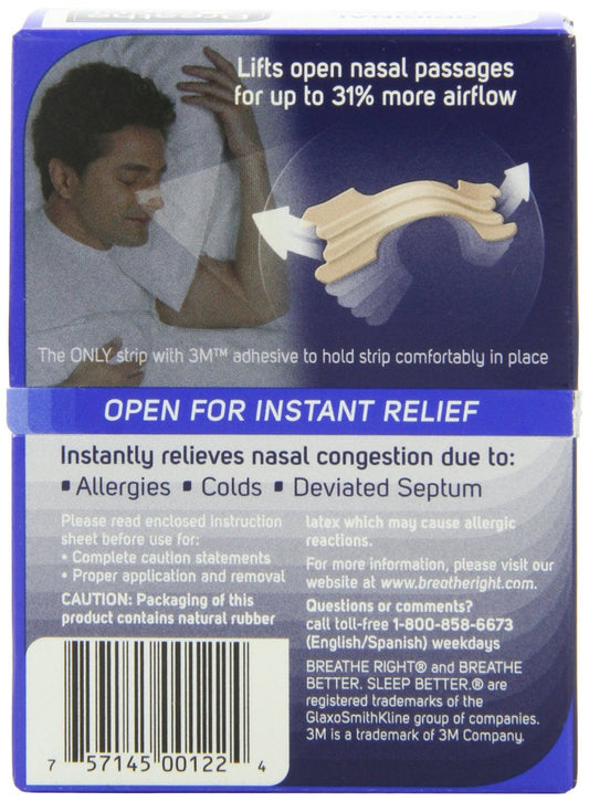 Breathe Right Nasal Strips Original Tan Small/Medium 30 Each