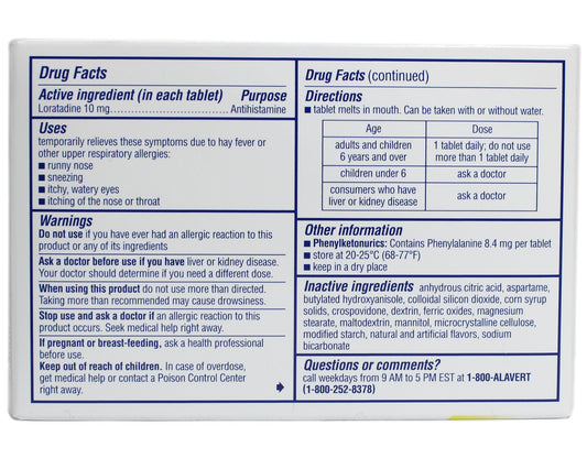 Alavert Quick Dissolving Non-Drowsy Allergy Relief Tabs Citrus Burst 18 Count