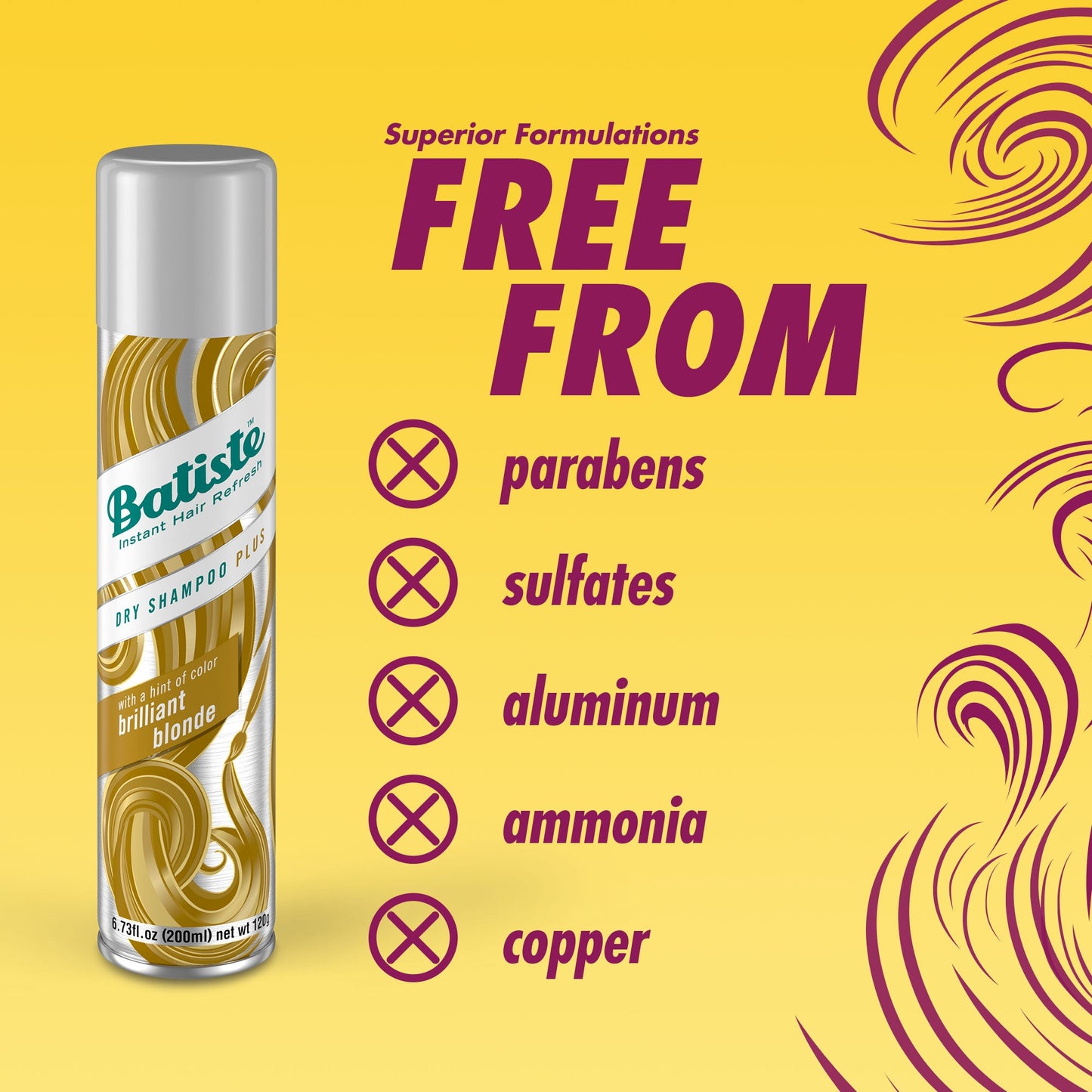 Batiste Dry Shampoo Plus Brilliant Blonde 6.73 Ounce Each