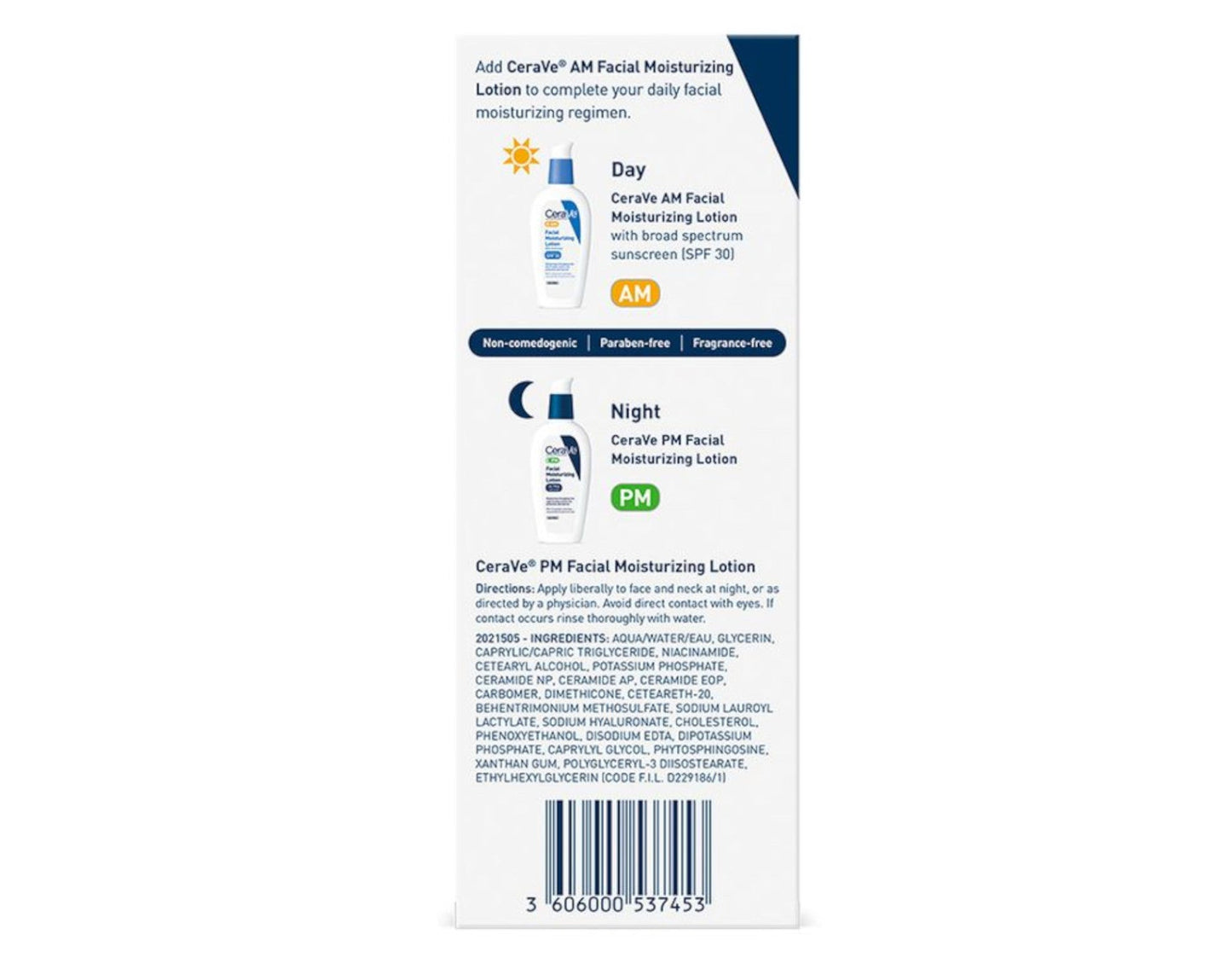 CeraVe FACIAL MOISTURIZING LOTION PM Moisturizes While You Sleep 3 Fl Oz Case of 12