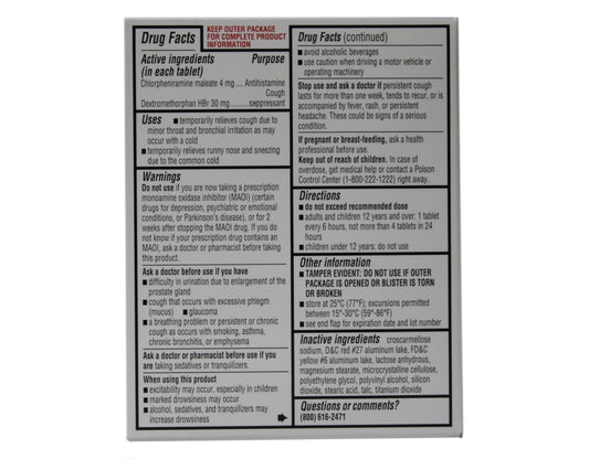 Major Cough & Cold Relief for People with High Blood Pressure 16 Tablets