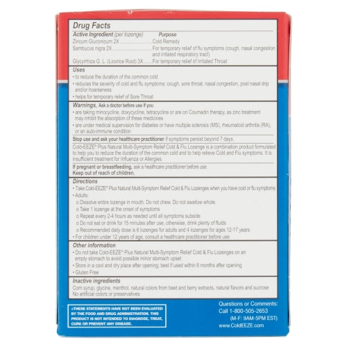 Cold-Eeze Plus Natural Cold & Flu Relief Mixed Berry 12 Cold Remedy Lozenges