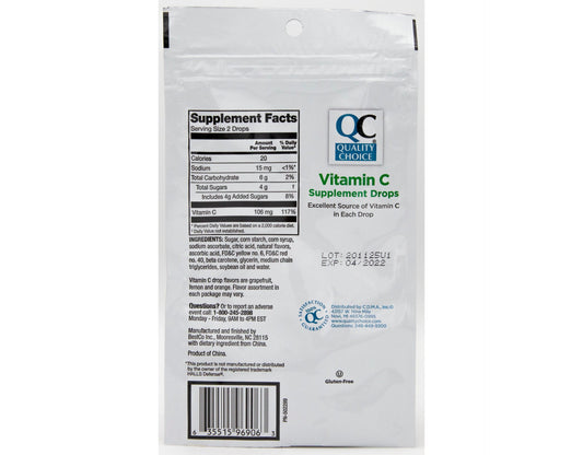 Quality Choice Vitamin C Dietary Supplement Drops Citrus Flavor 30 Count