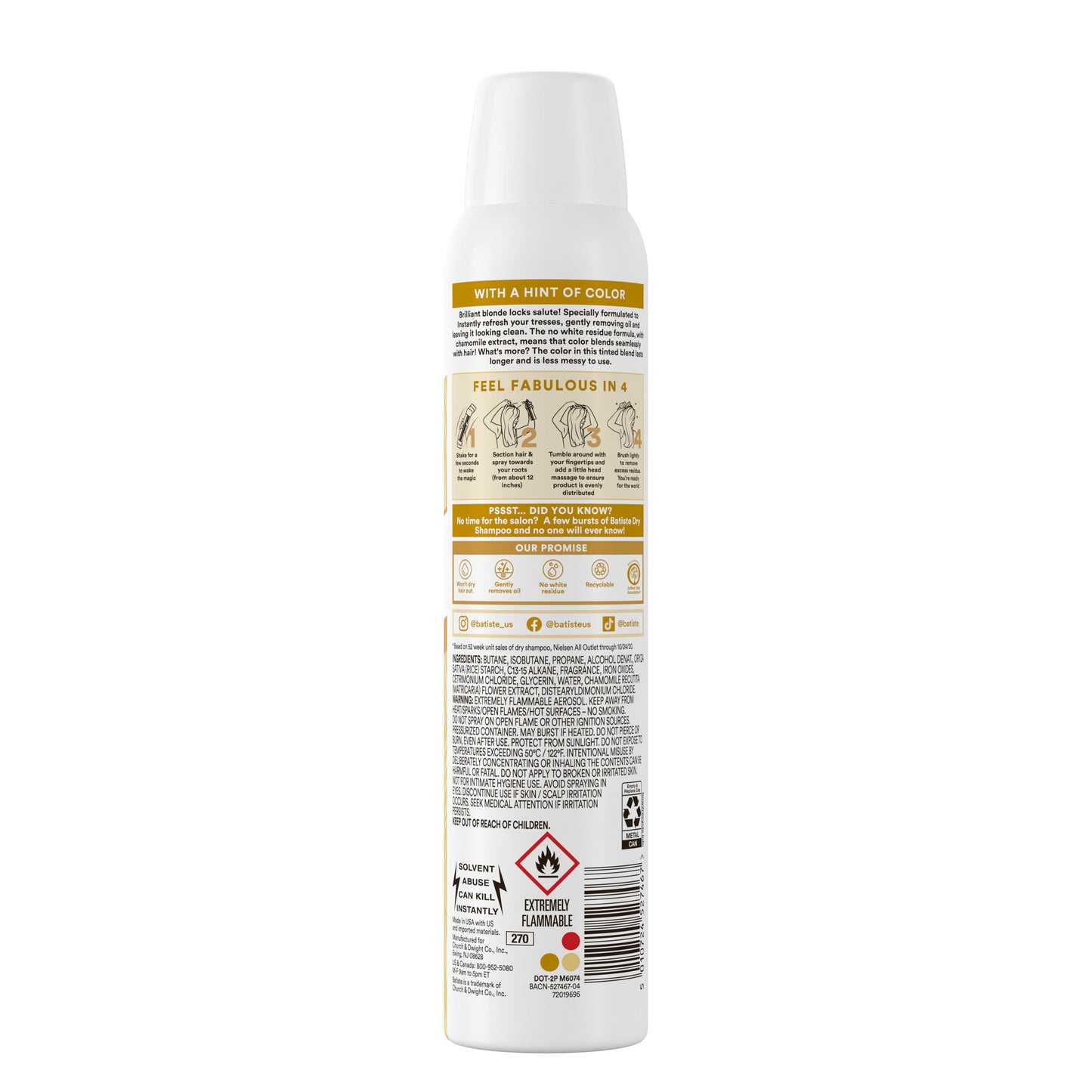 Batiste Dry Shampoo Plus Brilliant Blonde 6.73 Ounce Each