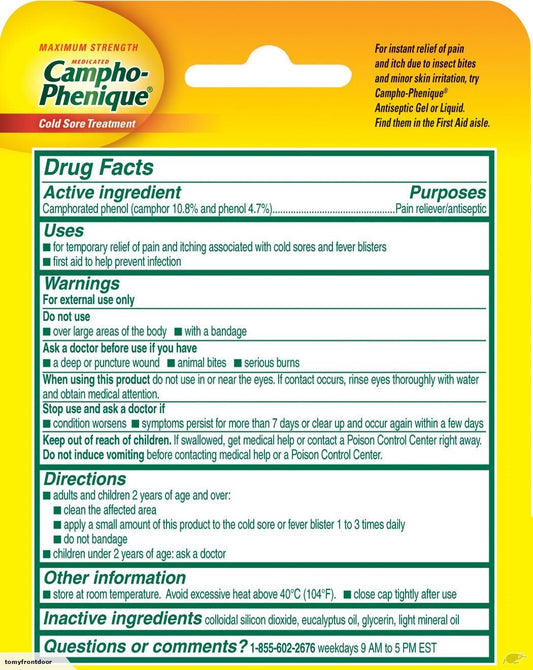 Campho-Phenique Maximum Strength Cold Sore Treatment Gel - 0.23 Ounce