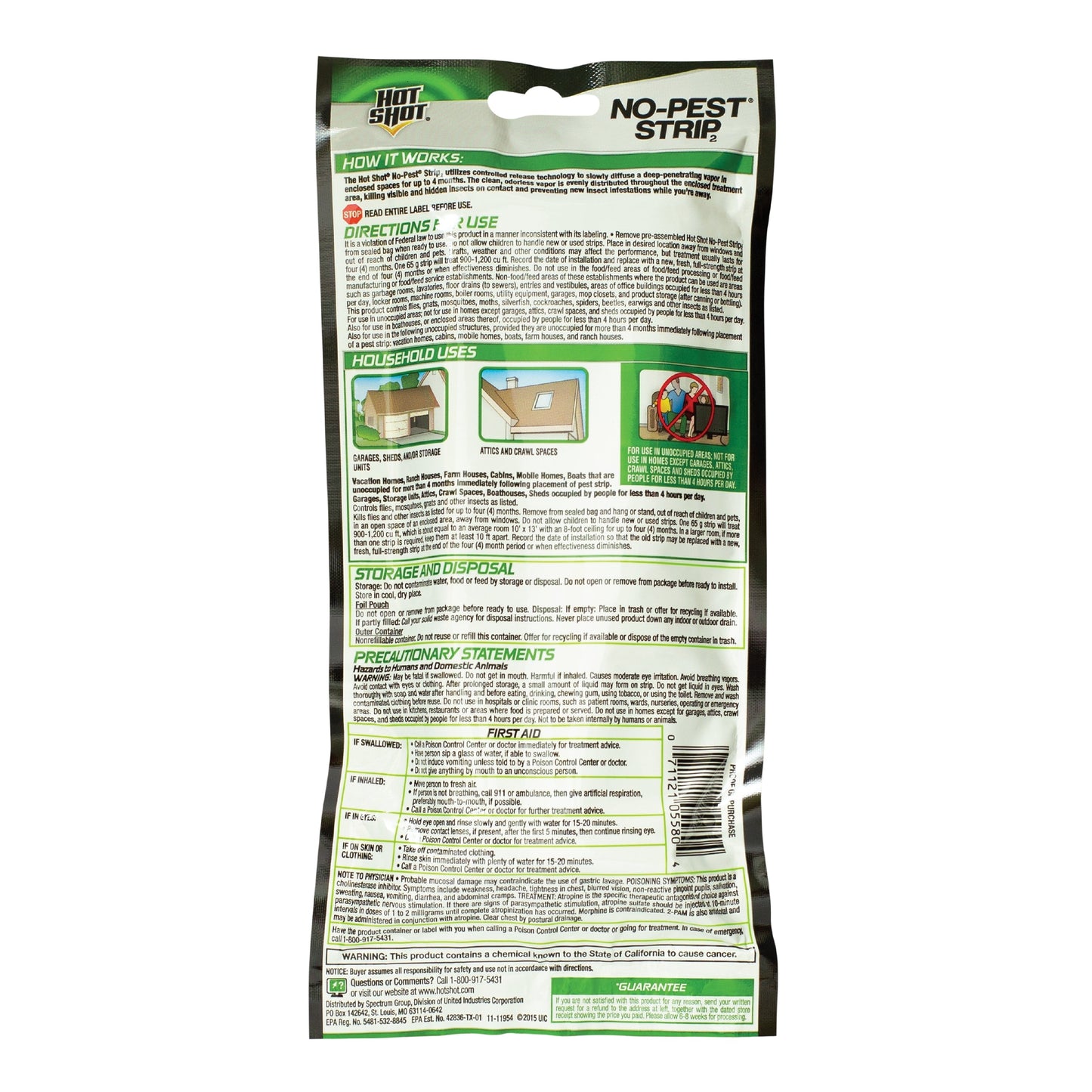 Hot Shot No Pest Strip Unscented Hanging Vapor Insect Repellent, Up to 4 Months