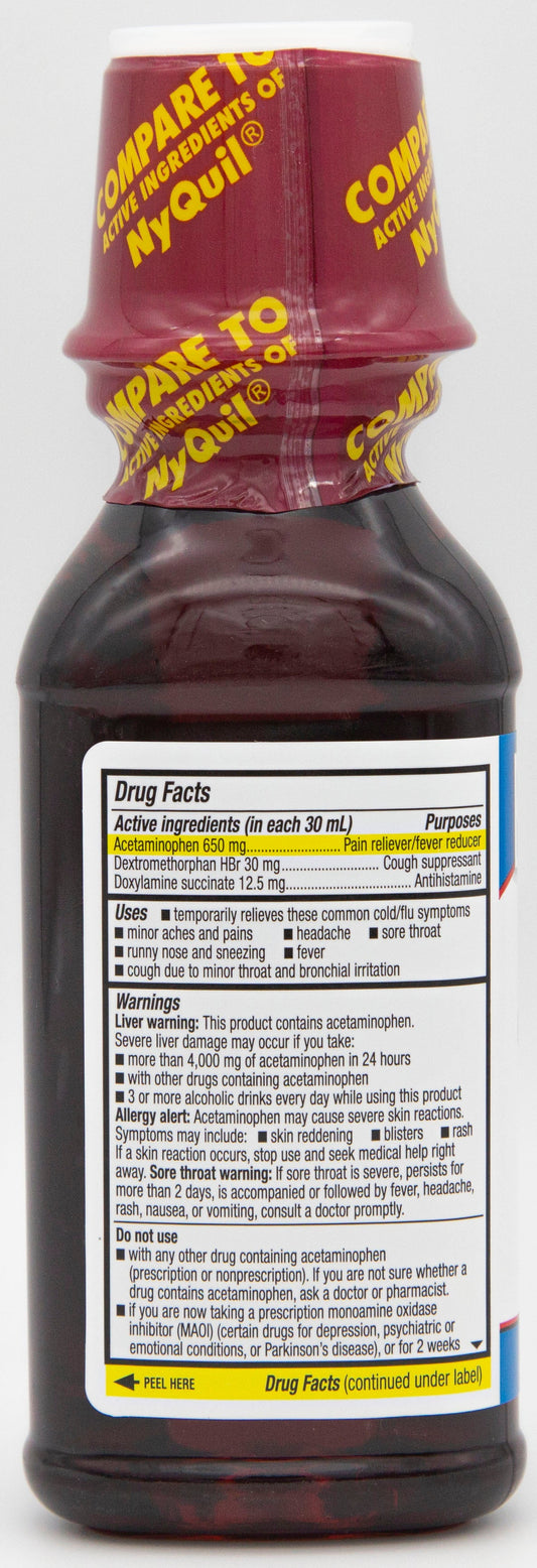 Quality Choice Nighttime Cold & Flu Liquid Cherry Flavor 8 FL OZ