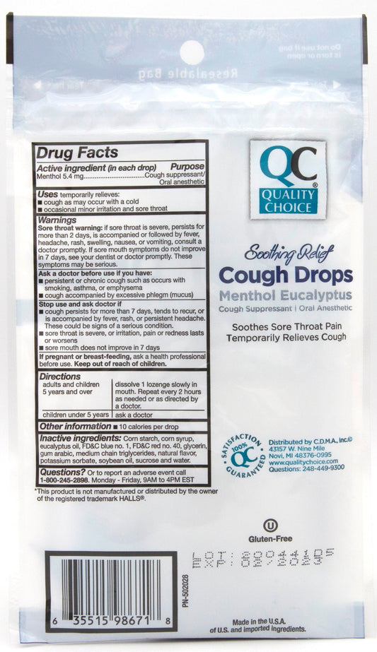 Quality Choice Soothing Relief Menthol Cough Drops 30 Ct.