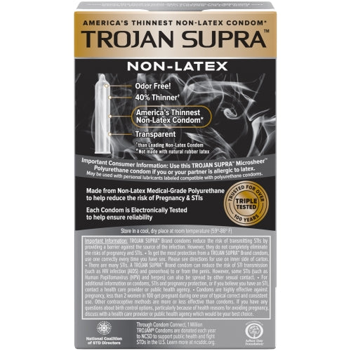 Trojan Supra Americas Thinnest Non-latex Bareskin Condoms 6 Count Each