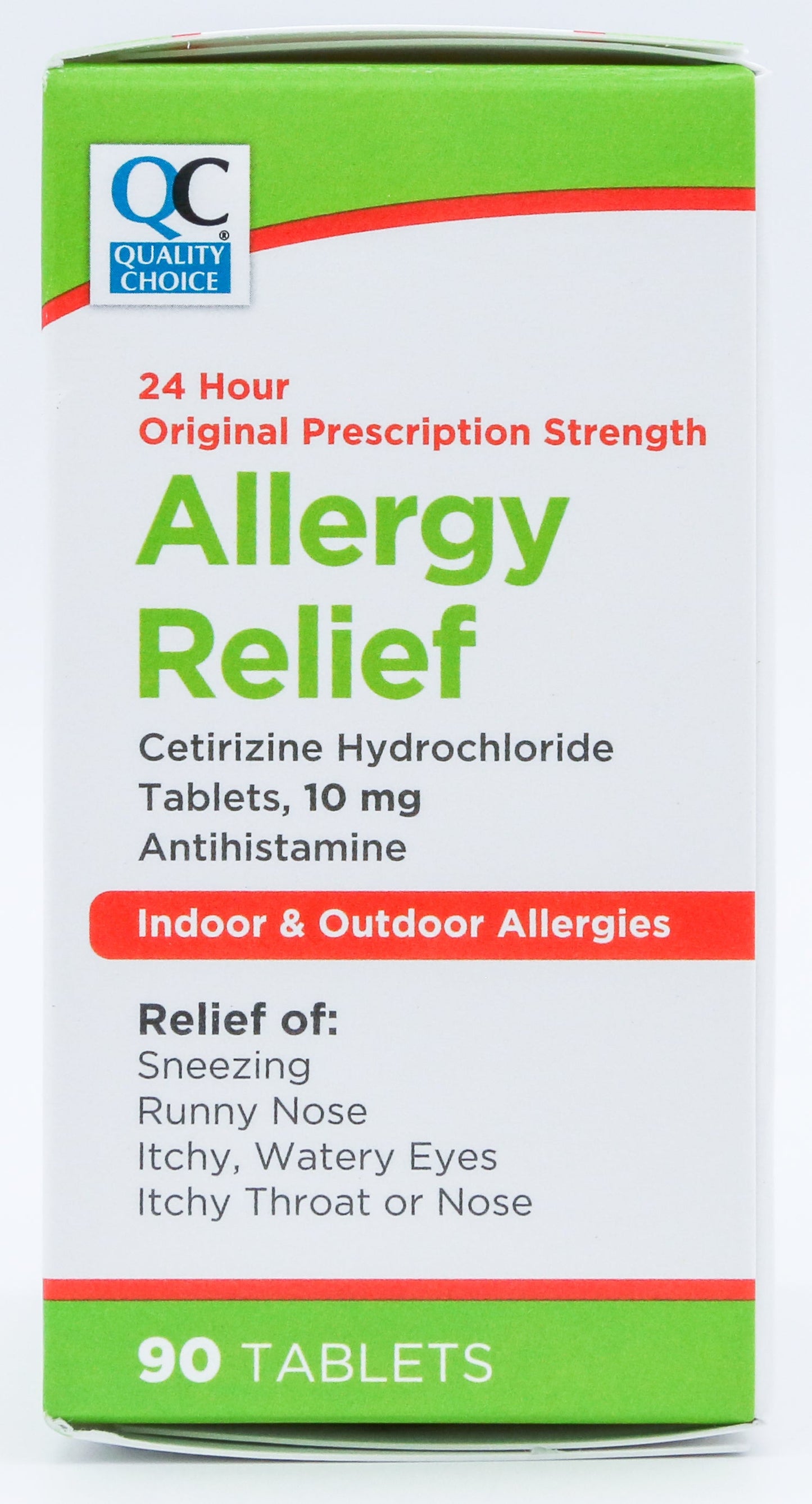 Quality Choice 24 Hour Allergy Relief Cetrizine Hydrochloride Tablets, 10 mg Antihistamine 90 Tablets