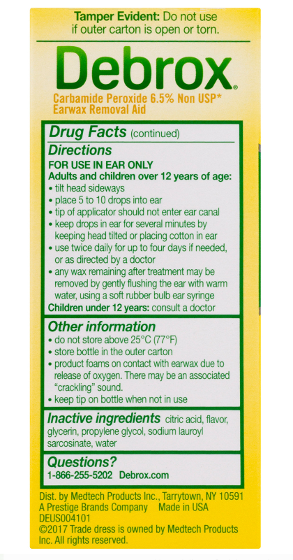 Debrox Drops Earwax Removal Aid Kit - 15 ml Drops with Bulb Syringe