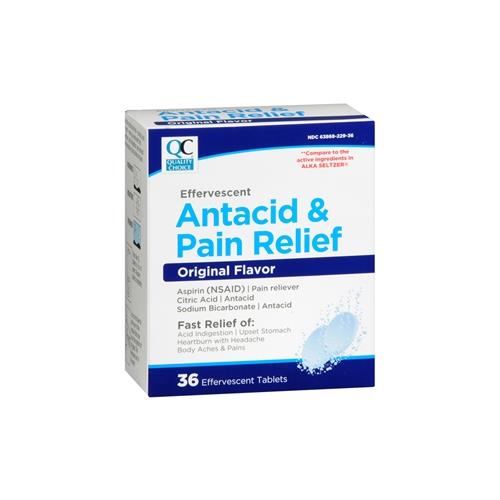 Quality Choice Effervescent Pain Relief Antacid Tablets 36 Count Each