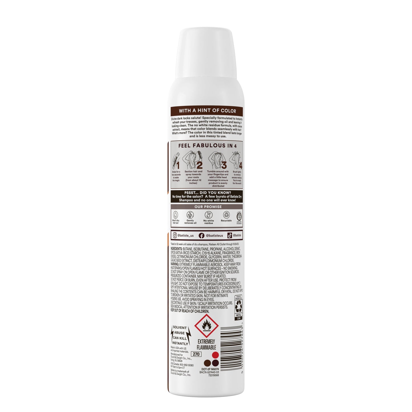 Batiste Instant Hair Refresh Dry Shampoo Plus Divine Dark 6.73 Ounce