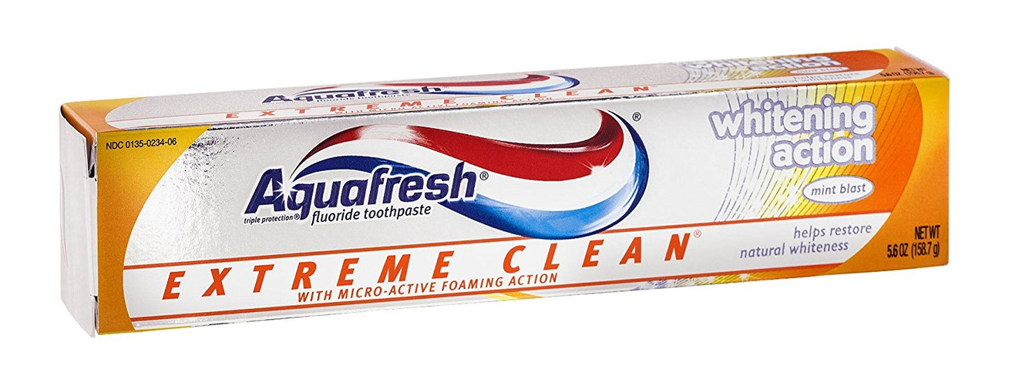 Aquafresh Extreme Clean Toothpaste Whitening Action 5.6 Ounce Each