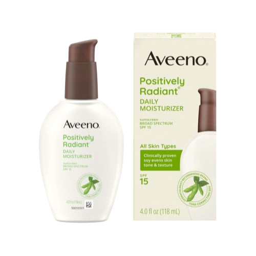 Aveeno Positively Radiant Daily Moisturizer SPF 15 4 Ounce Each
