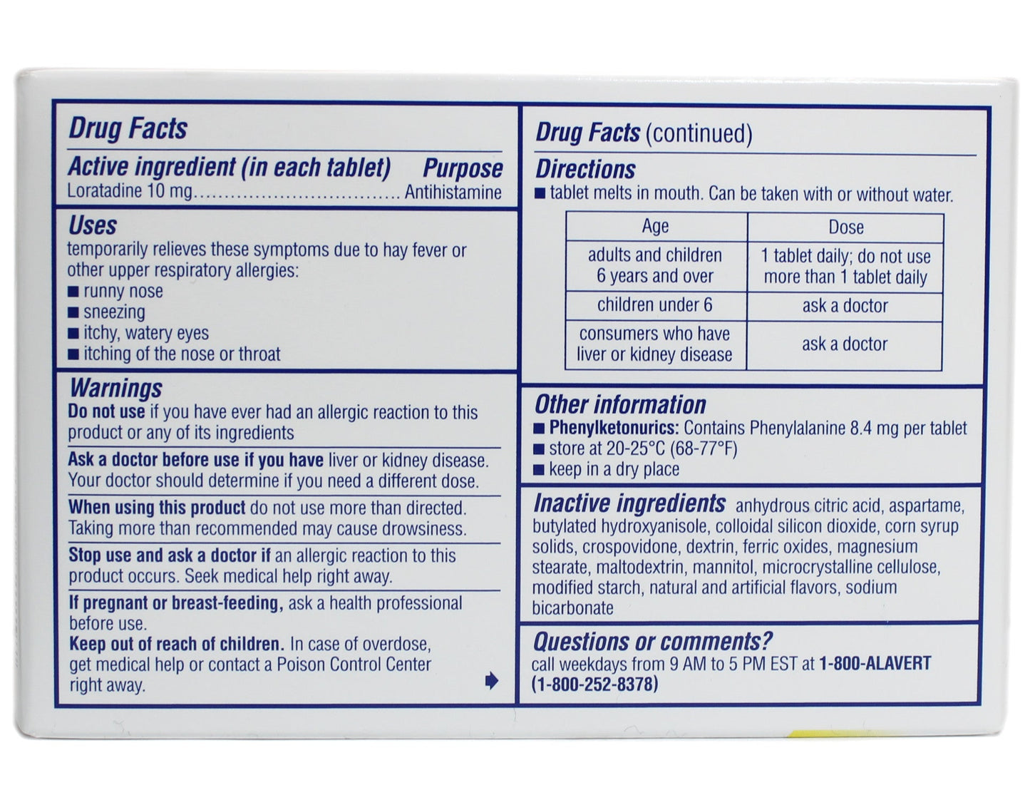 Alavert Quick Dissolving Non-Drowsy Allergy Relief Tabs Citrus Burst 18 Count