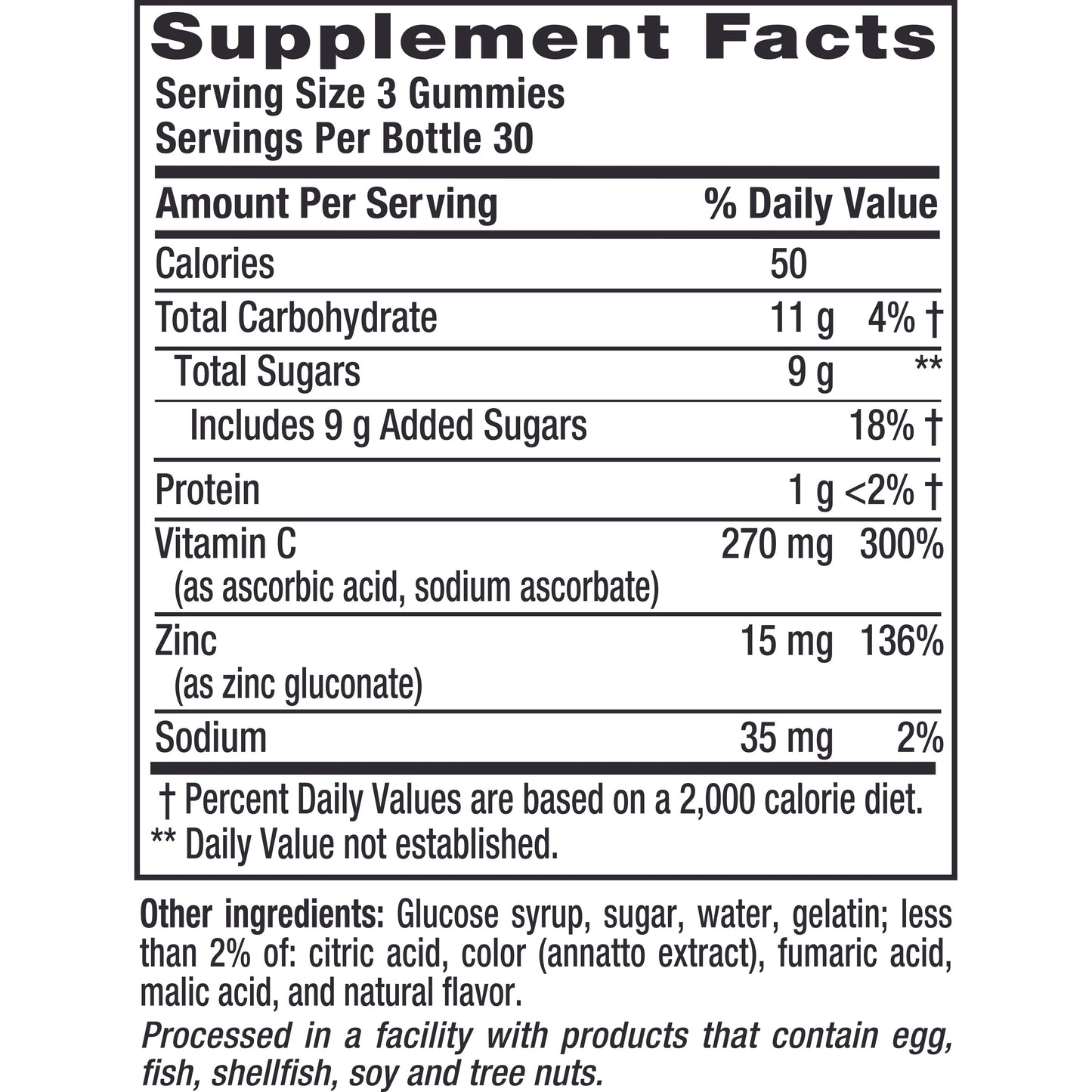 Vitafusion Power Zinc Adult Gummies Natural Strawberry Tangerine Flavor 90 Count