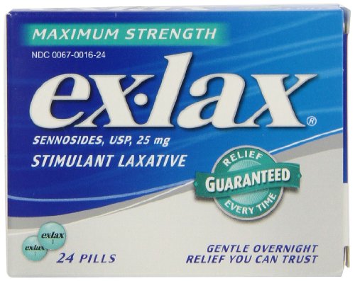 Ex-Lax Stimulant Laxative Maximum Strength Sessnosides 25mg 24 Pills