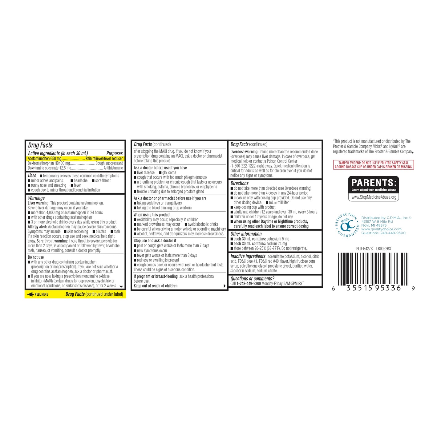 Quality Choice Nighttime Cold & Flu Liquid Cherry Flavor 8 FL OZ