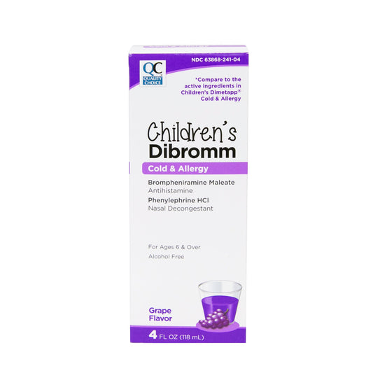 Quality Choice Children's Dibromm Cold & Allergy Liquid Grape 4 Ounce Each
