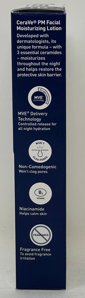 CeraVe FACIAL MOISTURIZING LOTION PM  Moisturizes While You Sleep 3 Fl Oz Case of 12