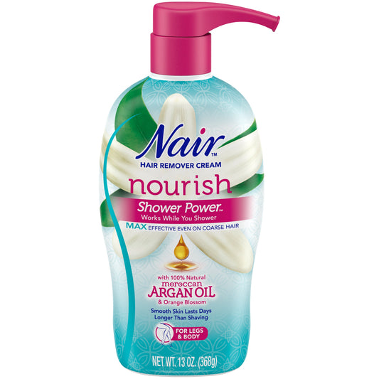 Nair Shower Power Max with Moroccan Argan Oil Cream for Legs & Body 13 Ounce Each
