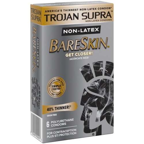 Trojan Supra Americas Thinnest Non-latex Bareskin Condoms 6 Count Each