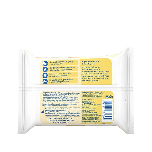 Johnsons Baby Hand and Face Wipes 25- Count Each