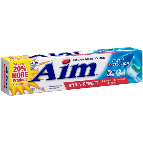 AIM Cavity Protection Gel Mint Toothpaste 6 Ounce Each